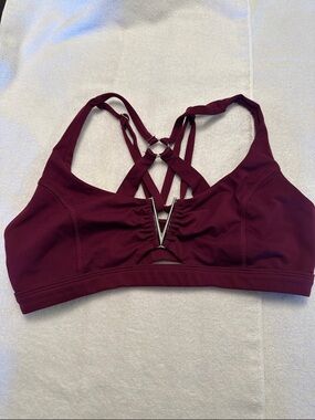 Bombshell Sportswear Strappy Victory  Sports Bra in Burgundy